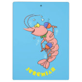 Kute happy shrimp, garnaal cartoon klembord (Achterkant)