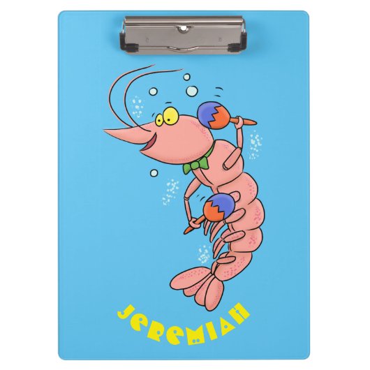 Kute happy shrimp, garnaal cartoon klembord (Voorkant)