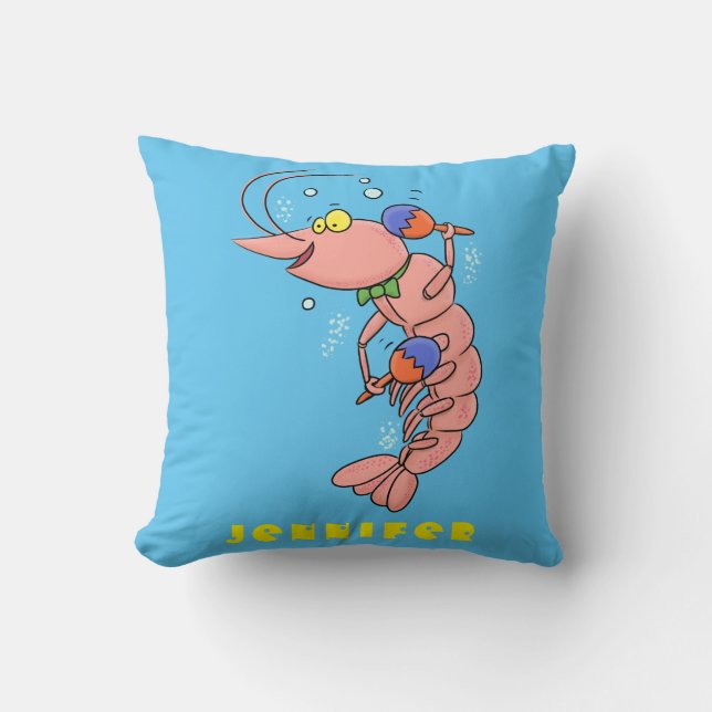 Kute happy shrimp, garnaal cartoon kussen (Voorkant)