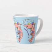 Kute happy shrimp, garnaal cartoon latte mok (Rechterhoek)