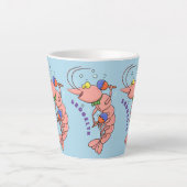 Kute happy shrimp, garnaal cartoon latte mok (Voorkant)