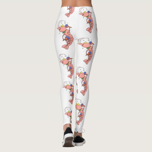 Kute happy shrimp, garnaal cartoon leggings (Achterkant)