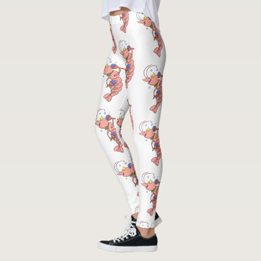 Kute happy shrimp, garnaal cartoon leggings (Links)
