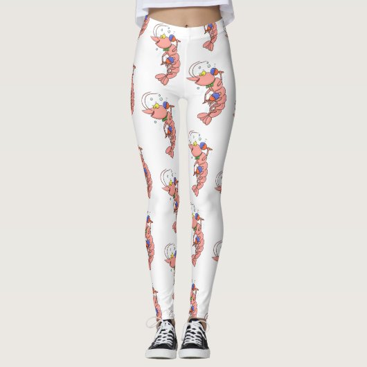 Kute happy shrimp, garnaal cartoon leggings (Voorkant)