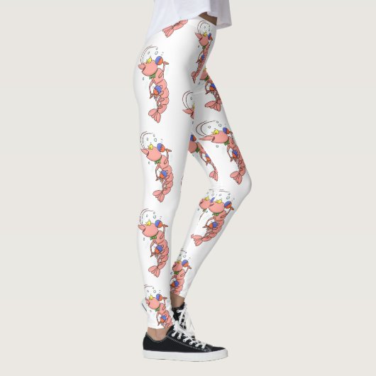 Kute happy shrimp, garnaal cartoon leggings (Rechts)