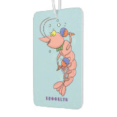 Kute happy shrimp, garnaal cartoon luchtverfrisser (Links)