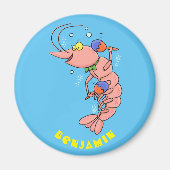 Kute happy shrimp, garnaal cartoon magneet (Voorkant)