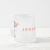 Kute happy shrimp, garnaal cartoon matglas koffiemok (Voorkant links)