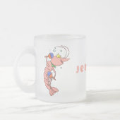 Kute happy shrimp, garnaal cartoon matglas koffiemok (Links)