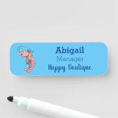 Kute happy shrimp, garnaal cartoon naamplaatje (In situ)