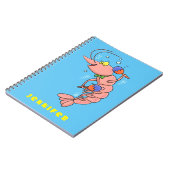Kute happy shrimp, garnaal cartoon notitieboek (Linkerzijde)