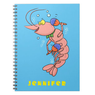Kute happy shrimp, garnaal cartoon notitieboek