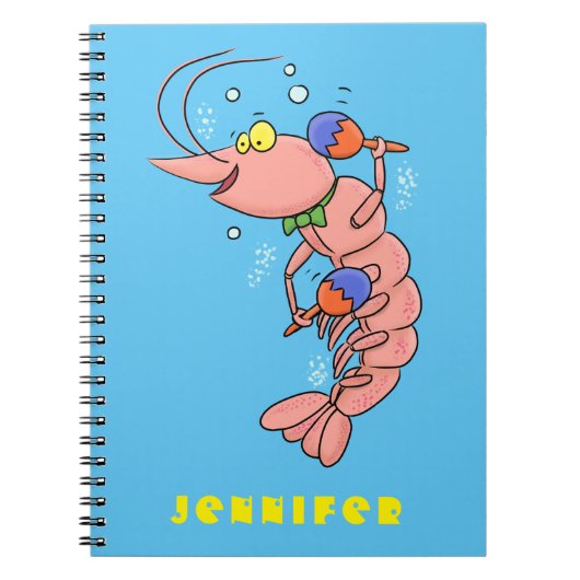 Kute happy shrimp, garnaal cartoon notitieboek (Voorkant)