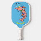 Kute happy shrimp, garnaal cartoon  pickleball paddle (Achterkant)