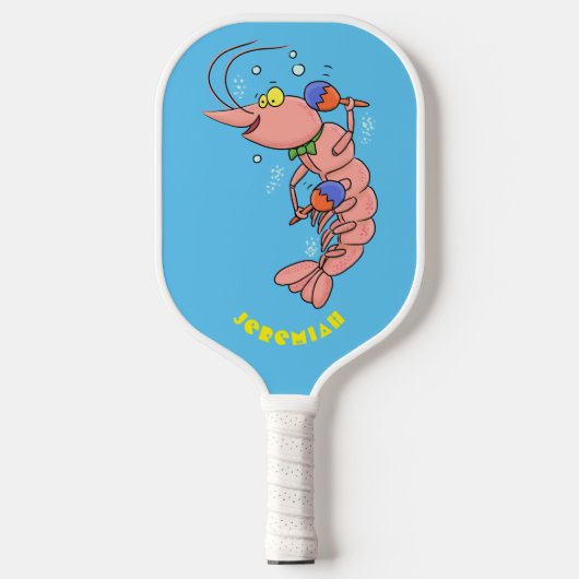Kute happy shrimp, garnaal cartoon  pickleball paddle (Voorkant)