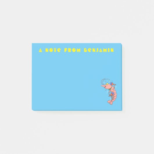 Kute happy shrimp, garnaal cartoon post-it® notes (Voorkant)