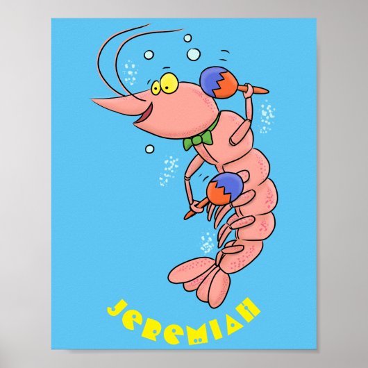 Kute happy shrimp, garnaal cartoon poster (Voorkant)