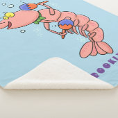 Kute happy shrimp, garnaal cartoon sherpa deken (3/4)