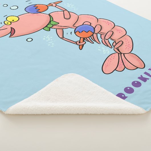 Kute happy shrimp, garnaal cartoon sherpa deken (3/4)