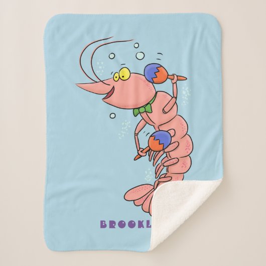 Kute happy shrimp, garnaal cartoon sherpa deken (Voorkant)