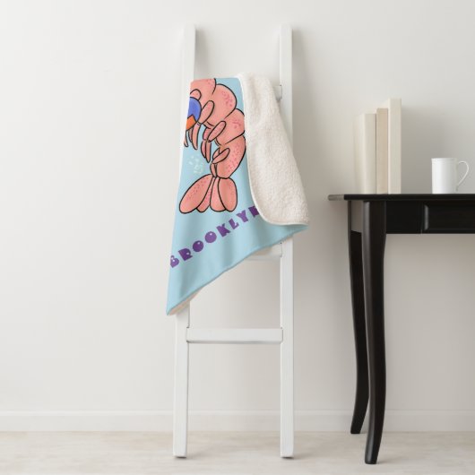 Kute happy shrimp, garnaal cartoon sherpa deken (In situ)