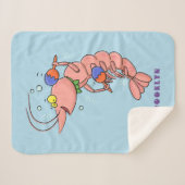 Kute happy shrimp, garnaal cartoon sherpa deken (Voorkant (horizontaal))