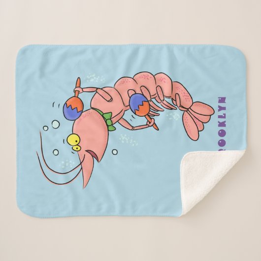 Kute happy shrimp, garnaal cartoon sherpa deken (Voorkant (horizontaal))