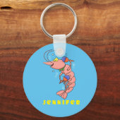 Kute happy shrimp, garnaal cartoon sleutelhanger (Voorkant)