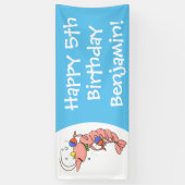 Kute happy shrimp, garnaal cartoon spandoek (Verticaal)