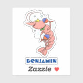 Kute happy shrimp, garnaal cartoon sticker (Vel)
