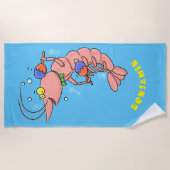 Kute happy shrimp, garnaal cartoon strandlaken (Voorkant)