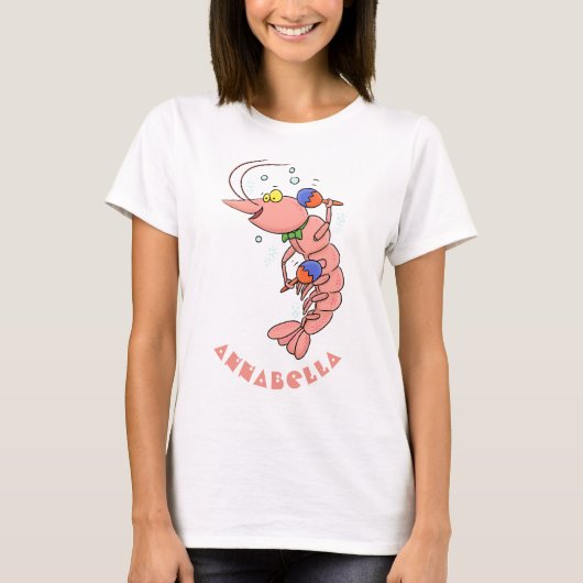 Kute happy shrimp, garnaal cartoon t-shirt (Voorkant)