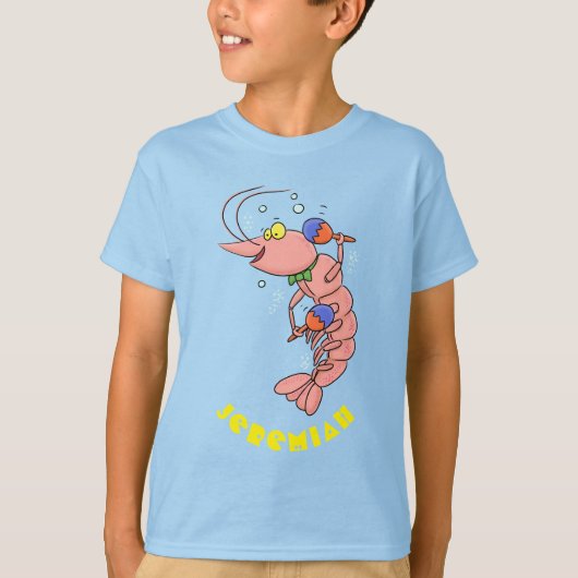 Kute happy shrimp, garnaal cartoon t-shirt (Voorkant)