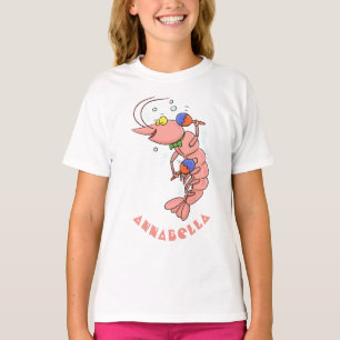 Kute happy shrimp, garnaal cartoon t-shirt