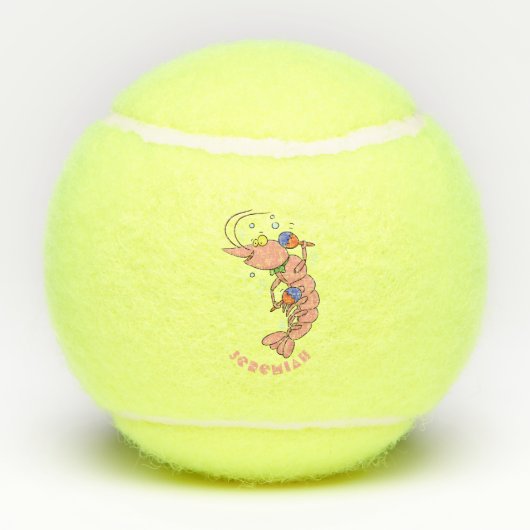 Kute happy shrimp, garnaal cartoon tennisballen (Achterkant)