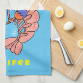 Kute happy shrimp, garnaal cartoon theedoek (Quarter Fold)