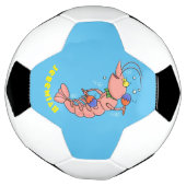 Kute happy shrimp, garnaal cartoon voetbal (Gedraaid)
