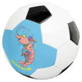 Kute happy shrimp, garnaal cartoon voetbal (Drie kwart)
