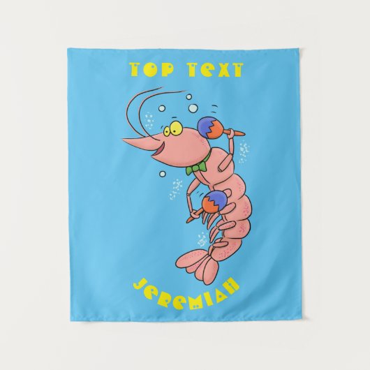 Kute happy shrimp, garnaal cartoon wandkleed (Voorkant)