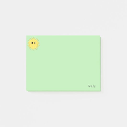 Kute Happy Sun op lichte groene achtergrond Post-it® Notes (Voorkant)