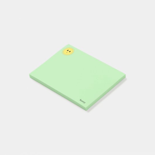 Kute Happy Sun op lichte groene achtergrond Post-it® Notes (Schuin)