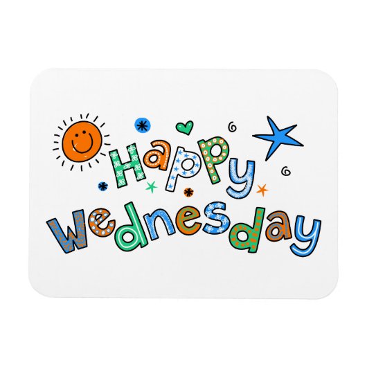 Kute Happy Woensdag Week Groet Tekstexpressie Magneet (Horizontaal)