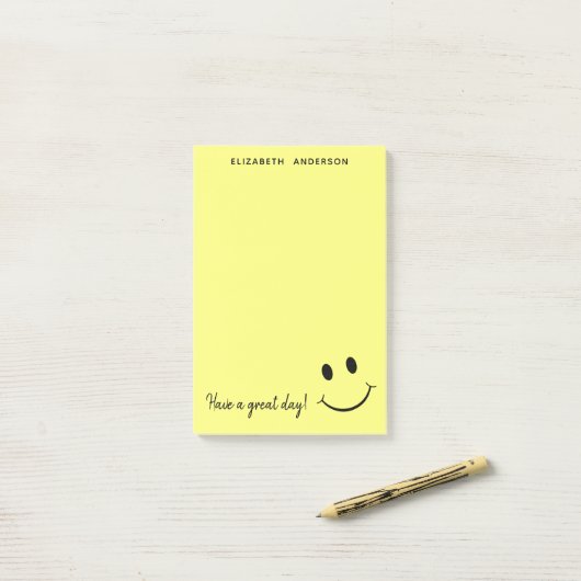 Kute Happy Yellow Face Personalized Post-it Notes (Op bureau)