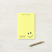 Kute Happy Yellow Face Persoonlijk adres Post-it® Notes (Op bureau)