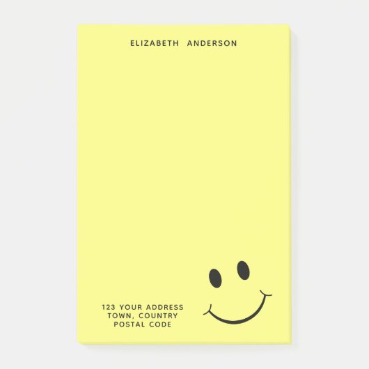 Kute Happy Yellow Face Persoonlijk adres Post-it® Notes (Voorkant)