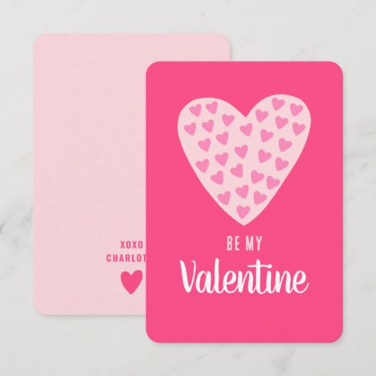 Kute hart "Be My Valentijn" (Mijn  zijn) - Persoon Notitiekaartje (Voorkant / Achterkant)