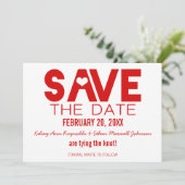 Kute hart Bewaar de datum aankondiging, donkerrood Kaart (Staand voorkant)