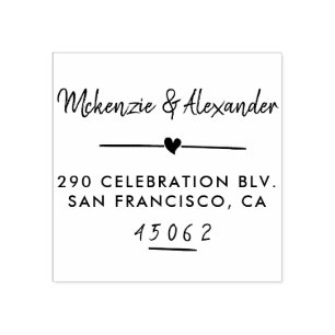 Kute hart- en handgeschreven namen retouradres rubberstempel