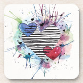 Kute hart en was in de Waterverf Bier Onderzetter (Voorkant)