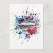 Kute hart en was in de Waterverf Briefkaart (Voorkant)